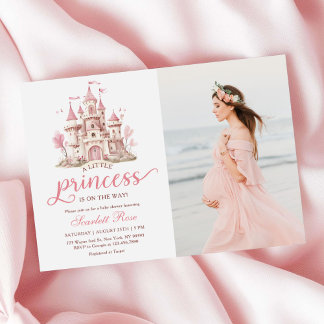Invitation Pink Little Princess Castle Girl Baby Shower Photo