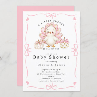 Invitation Pink Little Turkey Baby Shower Invite