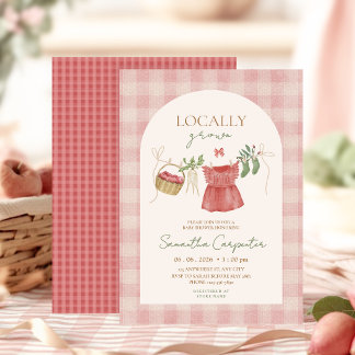 Invitation Pink Locally Grown Farmer's Market Baby Shower