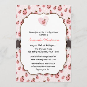Invitation Pink Love Bug, Girl Baby shower