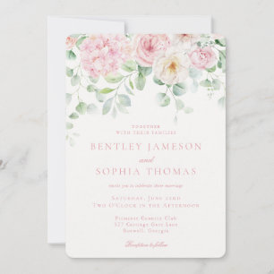 Invitation Pink Love est en Floral Floral Hydrangea Mariage