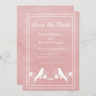 Invitation Pink Lovebird Floral Enregistrer la date Invitatio