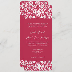 Invitation Pink Magenta Victorian Floral Mariage damassé