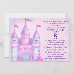 Invitation Pink Magic Fairytale Castle Princess Party Photo