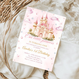 Invitation Pink Magical Princess Castle Girl Anniversaire