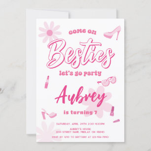 Invitation Pink Malibu Venez à Besties Anniversaire Fête N'im