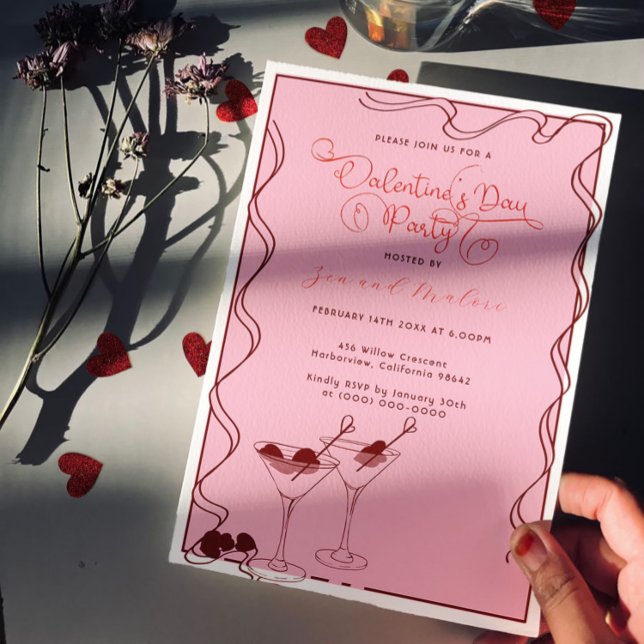 Invitation Pink Martini Glasse – Valentine’s Day Party  (Créateur téléchargé)