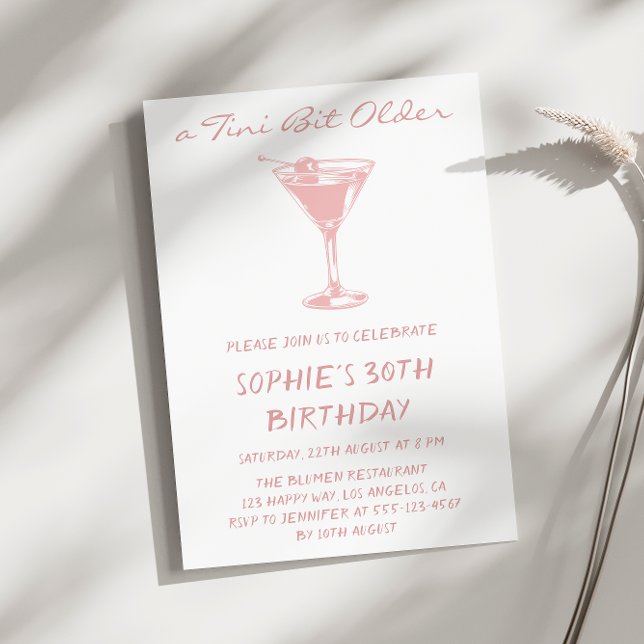 Invitation Pink Martini Un Peu Plus Âgé 30e Anniversaire (Créateur téléchargé)