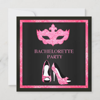 INVITATION PINK MASK ÉLÉGANT BACHELORETTE MASQUERADE PARTI
