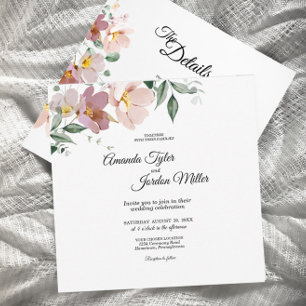 Invitation Pink Mauve Vintage Floral Carré Tous un Mariage