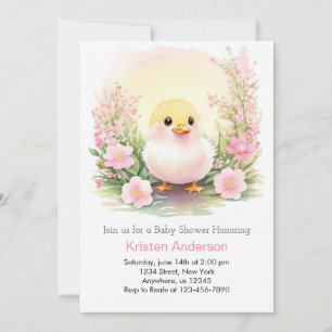 Invitation Pink Meadow Whimsy Duckling Girl Baby shower