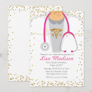 Invitation Pink Médicale Nursing Graduation Party