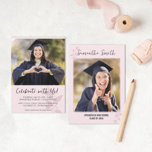 Invitation Pink Minimalist Photo Graduation