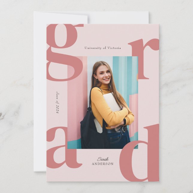 Invitation Pink Modern Bold Class of 2024 Graduation (Devant)