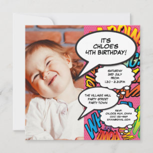 Invitation Pink Modern Fun Photo Anniversaire Fête N'importe 