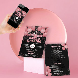Invitation Pink Modern Salon Business Grand Ouverture Ajouter