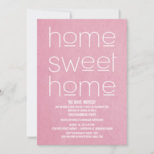 Invitation Pink Modern Sweet Accueil Fête de chauffage domest