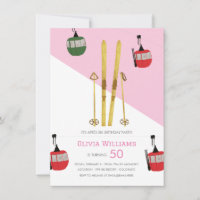 Pink Modern Vintage Aprés Ski Ski Anniversaire