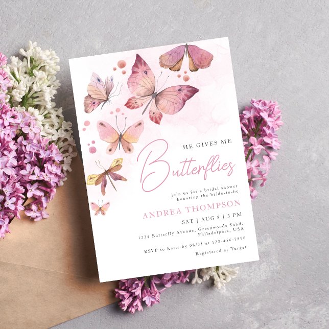 Invitation Pink moderne Il me donne Fête des mariées aux papi (Créateur téléchargé)