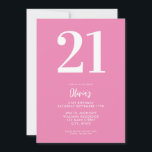 Invitation Pink moderne minimal 21e anniversaire<br><div class="desc">Une simple invitation moderne 21ème anniversaire avec une typographie élégante et un design minimaliste dans les couleurs rose et blanc.</div>