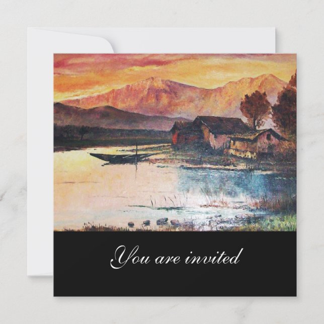 INVITATION PINK MOUNTAINS LAC ALPINE SUNSET PAYSAGE (Devant)