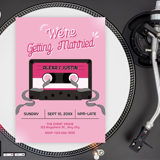 Invitation Pink music casette wedding  (Créateur téléchargé)