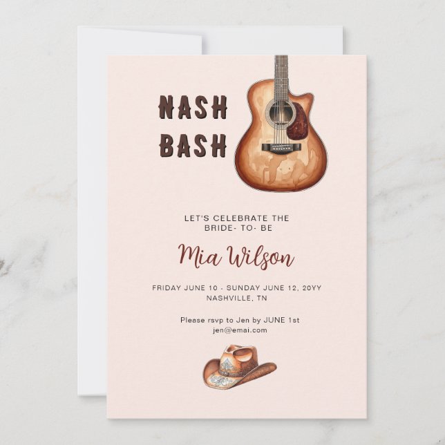 Invitation Pink Nash Bash Bachelorette Weekend  (Devant)