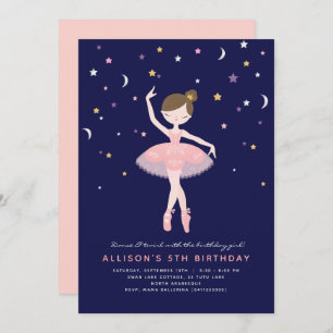 Invitation Pink & Navy Ballerina Anniversaire