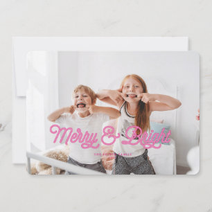 Invitation Pink Neon Merry & Bright Christmas Card