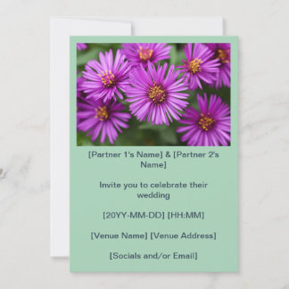 Invitation Pink New England Asters Wedding
