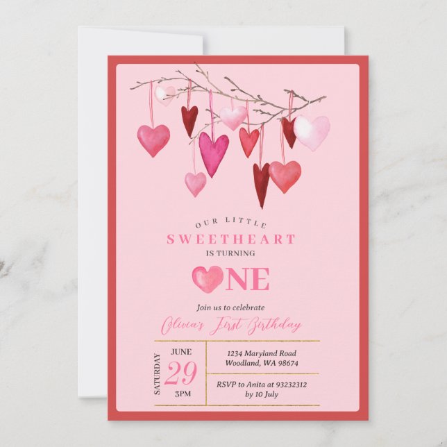Invitation PINK Notre Petite Amoureuse Saint Valentin 1er ann (Devant)