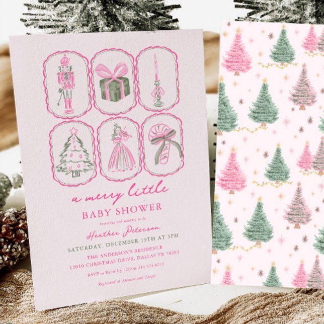 Invitation Pink Nutcracker A Merry Little Baby Shower (Créateur téléchargé)