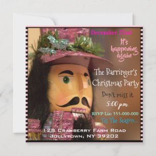 Invitation Pink Nutcracker Chic Noël Party