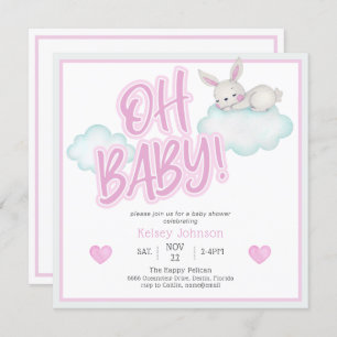 Invitation Pink Oh Baby Baby shower d'animaux de bois