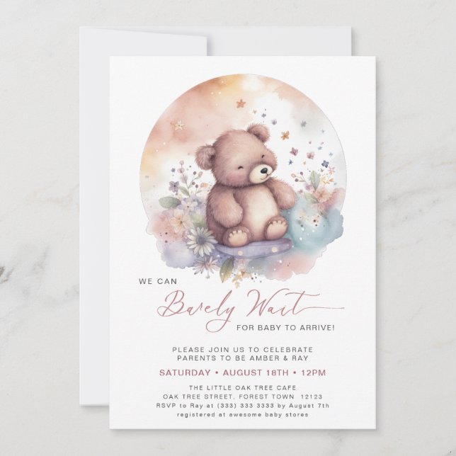 Invitation Pink On Peut Attendre Plus Tard Baby shower Fille  (Devant)