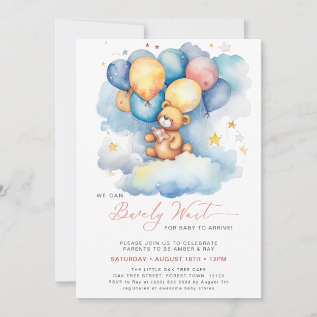 Invitation Pink On Peut Attendre Plus Tard Baby shower Fille  (Devant)