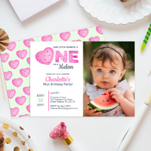 Invitation Pink One In A Melon Girl Été 1er Anniversaire