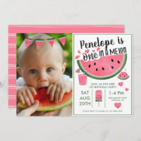 Pink One In A Melon Photo Girl's 1st Birthday