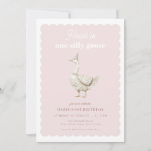 Invitation Pink One Silly Goose Girl 1er anniversaire Invitat