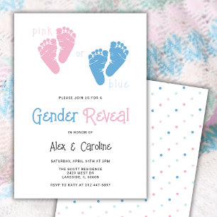 Invitation Pink or Blue Genre Revela Party Pieds bébé moderne