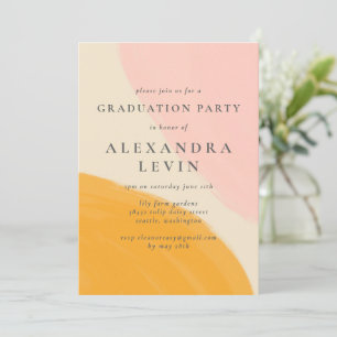 Invitation Pink Orange Abstraite Watercolor Party