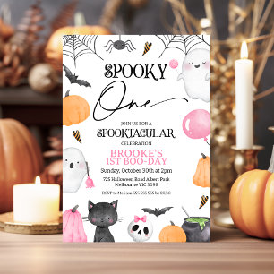 Invitation Pink Orange Éffrayant Un Halloween 1er Anniversair
