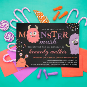 Invitation Pink Orster Monster Mash Halloween Party