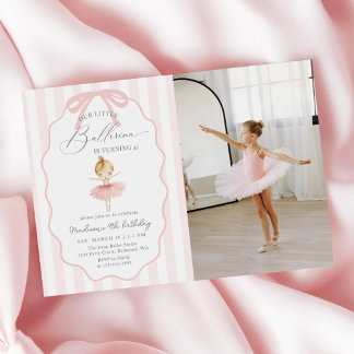 Invitation Pink Our Little Ballerina Ballet Birthday Photo