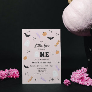 Invitation Pink Our Little Boo Halloween 1er Anniversaire