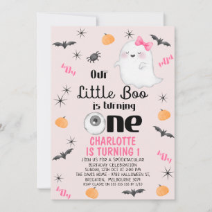 Invitation Pink Our Little Boo One Halloween 1er Anniversaire
