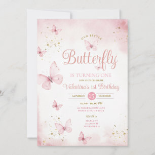 Invitation Pink Our Little Butterfly tourne un Or
