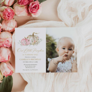 Invitation Pink Our Little Citrouille 1er Anniversaire Photo