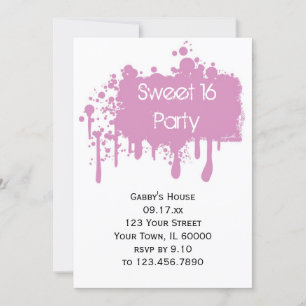 Invitation Pink Paint Sweet 16 Anniversaire