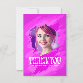 Invitation Pink Paint |  Thank You Modern Photo Cards